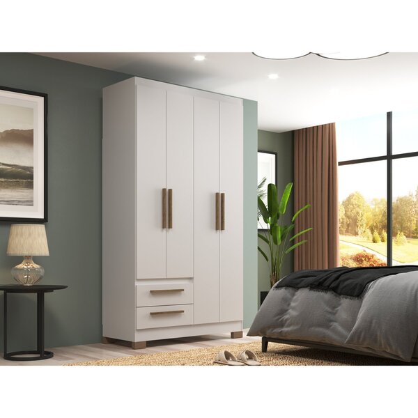 Guarda-roupa Solteiro 4 Portas E 2 Gavetas Branco/gelo