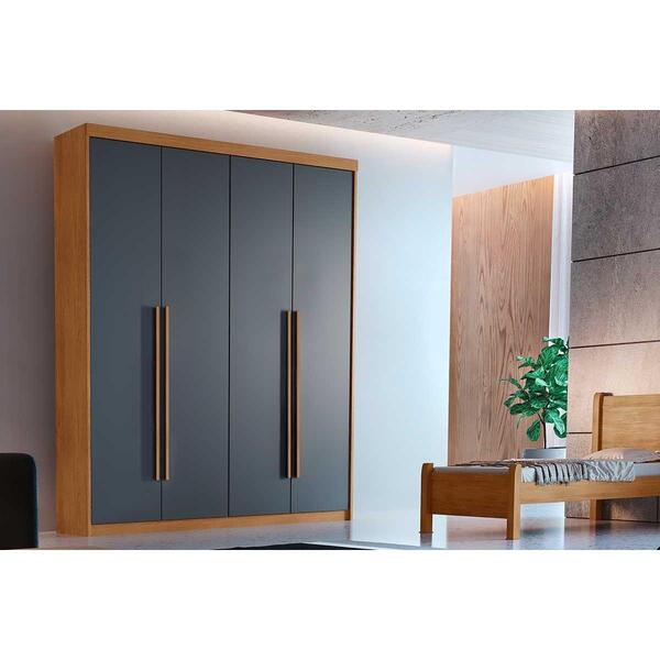 Guarda Roupa Solteiro 4 Portas E 2 Gavetas Naturale/grafite -