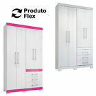 Guarda Roupa Solteiro 4 Portas E 3 Gavetas Com Pés Plus Flex