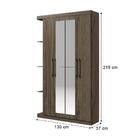 Guarda Roupa Solteiro 4 Portas Espelho Austral Marrom Carraro