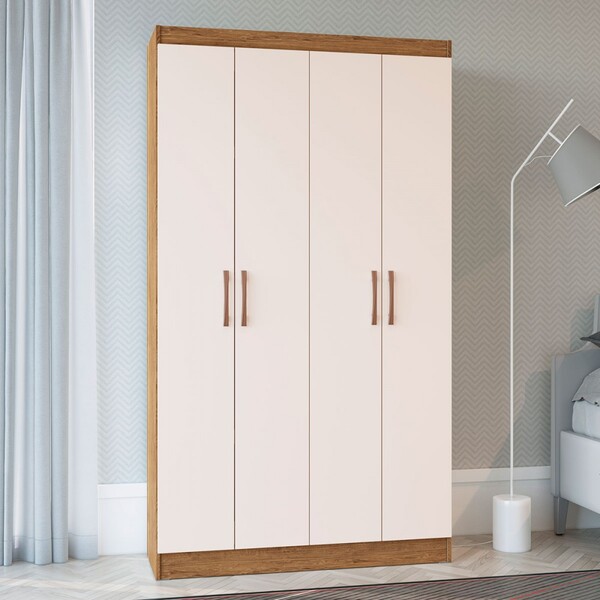 Guarda-roupa Solteiro 4 Portas Lyon 8 Prateleiras 40466 Off/w