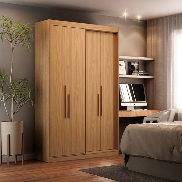 Guarda Roupa Solteiro 4 Portas Manila Cedro