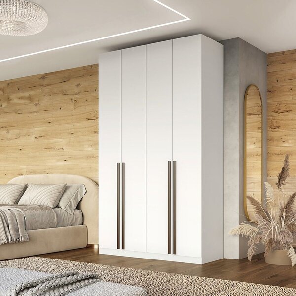 Guarda Roupa Solteiro 4 Portas Mdf Vicenzo Branco
