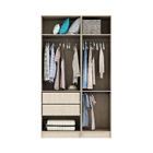 Guarda-Roupa de Solteiro 4 Portas de Abrir com Gavetas Prateleiras Cabideiro e Calceiro MDP Oásis e Espelho EVO'M Spaceo