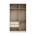 Guarda-Roupa de Solteiro 4 Portas de Abrir com Gavetas Prateleiras Cabideiro e Calceiro MDP Oásis e Espelho EVO'M Spaceo