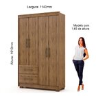 Guarda-roupa Solteiro 4 Portas Viena Gelius Móveis Madeirado