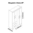 Guarda-roupa Solteiro 4 Portas Viena Gelius Móveis Madeirado