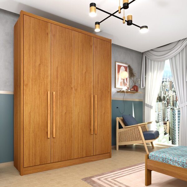 Guarda Roupa Solteiro 4 Portas Zelandia 165cm Espresso Móveis