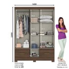 Guarda Roupa Solteiro 5 Portas 2 Gavetas Chale Briz Castanho