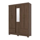 Guarda Roupa Solteiro 5 Portas 2 Gavetas Chale Briz Castanho