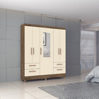 Guarda Roupa Solteiro 5 Portas 4 Gavetas Com Espelho Vitória