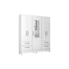 Guarda Roupa Solteiro 5 Portas 4 Gavetas Com Espelho Vitória