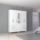 Guarda Roupa Solteiro 5 Portas 4 Gavetas Com Espelho Vitória