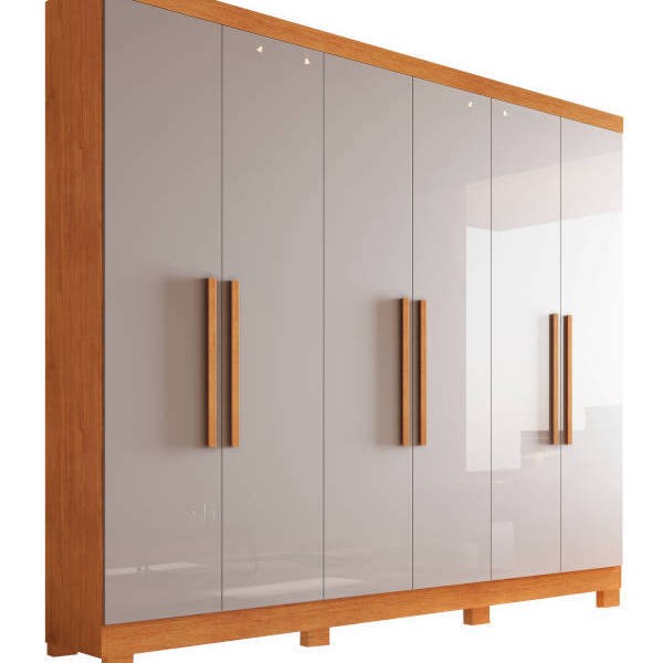 Guarda-roupa Solteiro 6 Portas 1,80m Com Pés - Sergipe-nature