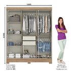 Guarda Roupa Solteiro 6 Portas 2 Gavetas B359 Briz Jequitibá