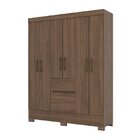 Guarda Roupa Solteiro 6 Portas 2 Gavetas Bs04 Briz Castanho H