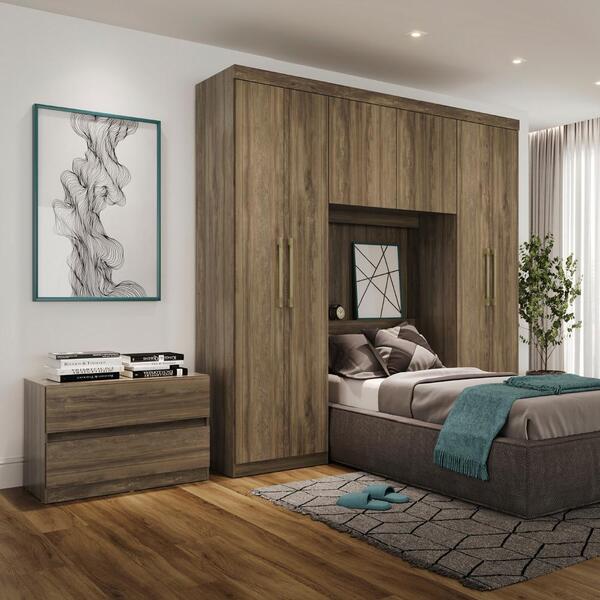 Guarda Roupa Solteiro 6 Portas 2 Gavetas C/ Cabeceira