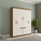 Guarda Roupa Solteiro 6 Portas 2 Gavetas Off White/nogueira M
