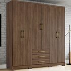 Guarda Roupa Solteiro 6 Portas 3 Gavetas Caju Castanho Hp
