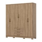 Guarda Roupa Solteiro 6 Portas 3 Gavetas Caju Jequitibá