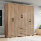 Guarda Roupa Solteiro 6 Portas 3 Gavetas Caju Jequitibá