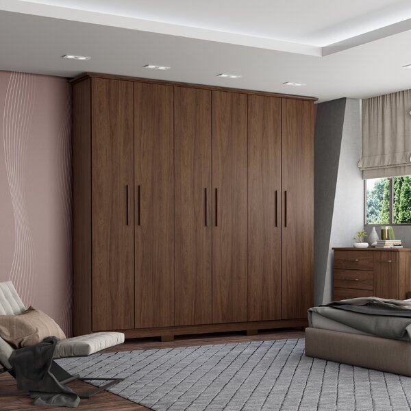 Guarda Roupa Solteiro 6 Portas 3 Gavetas Lima  Castanho Hp