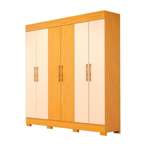 Guarda Roupa Solteiro 6 Portas Articuladas 2 Gavetas 100% Mdf