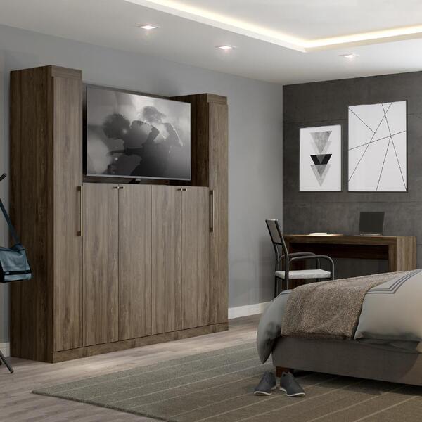 Guarda Roupa Solteiro 6 Portas Com Escrivaninha Vega Legno Co