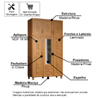 Guarda-roupa Solteiro 6 Portas E 2 Gavetas Com Espelho Em Mad