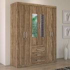 Guarda Roupa Solteiro 6 Portas E 3 Gavetas Com Espelho Havana