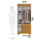 Guarda-roupa Solteiro 75,30cm 3 Portas E 2 Gavetas Chantrieri