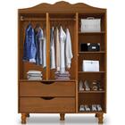 Guarda Roupa Solteiro + Comoda Madeira Maciça Com Espelho Mos