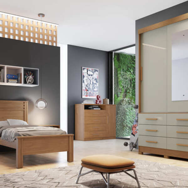 Guarda Roupa Solteiro -capri-cumaru/fendi- Novo Horizonte