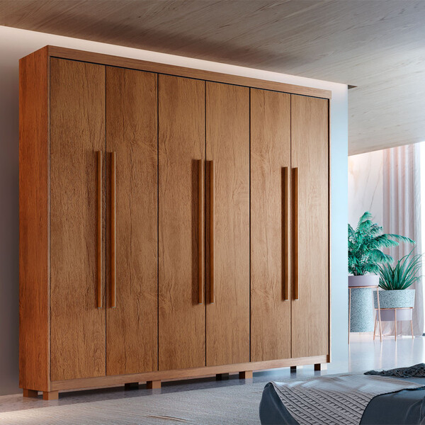 Guarda Roupa Solteiro  Heros 6 Portas Com Pés Moderna