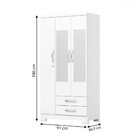 Guarda-roupa Solteiro Açaí 3 Portas 2 Gavetas Com Espelho Fle