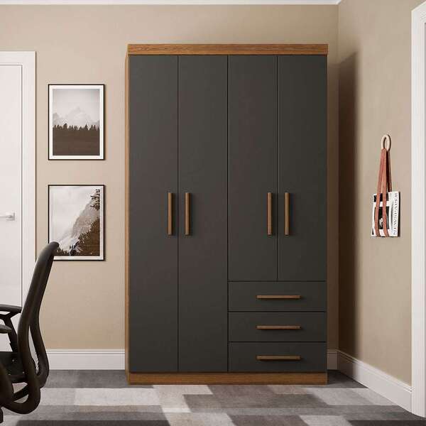 Guarda-roupa Solteiro Advantage 4 Pt 3 Gv Ipê Wood E Grafite