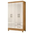 Guarda Roupa Solteiro Ambiente Chile 4 Portas Freijó Off Whit