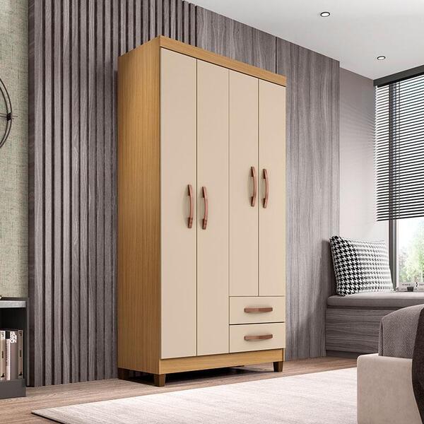 Guarda Roupa Solteiro Ambiente Mogi 4 Portas Carvalho America