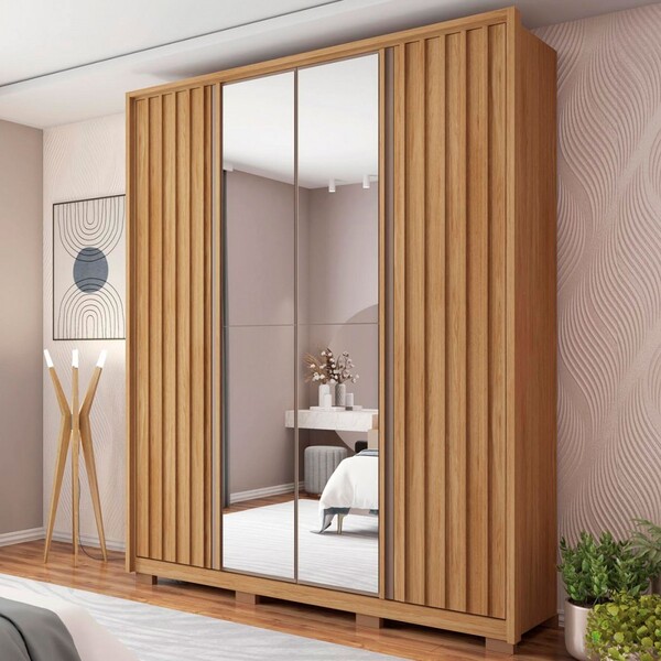 Guarda-roupa Solteiro Apollo 4 Portas 3 Gavetas Com Espelho B