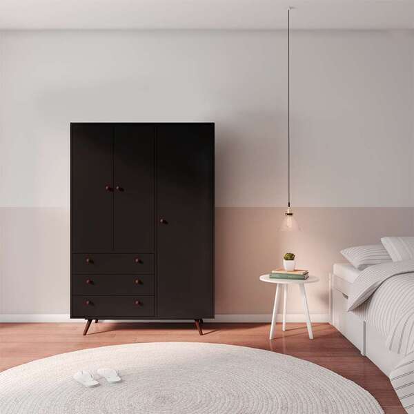 Guarda-roupa Solteiro Arbre 3 Pt 3 Gv Preto