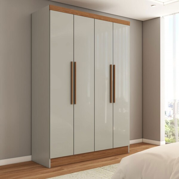 Guarda-roupa Solteiro Arcadia 4 Portas 2 Gavetas Lunar Noguei