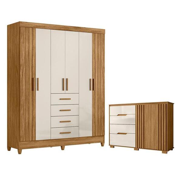 Guarda Roupa Solteiro Aruba E Cômoda Texas Freijó Off White –