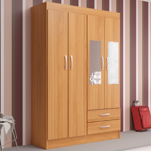 Guarda-roupa Solteiro Atalaia 4 Portas 2 Gavetas Com Espelho