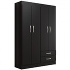 Guarda-roupa Solteiro Atalaia 4 Portas 2 Gavetas Preto - Evid
