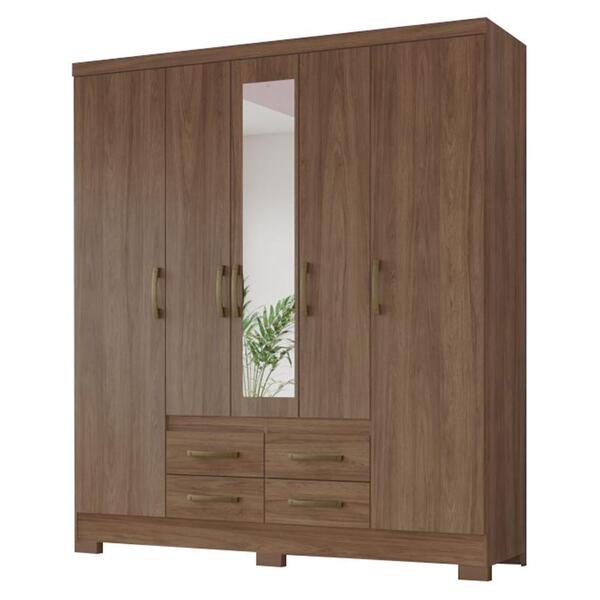 Guarda Roupa Solteiro B356 Com 5 Portas E Espelho - Móveis Br