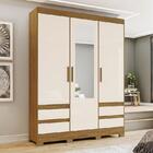Guarda Roupa Solteiro B55 3 Portas E 4 Gavetas Com Espelho -