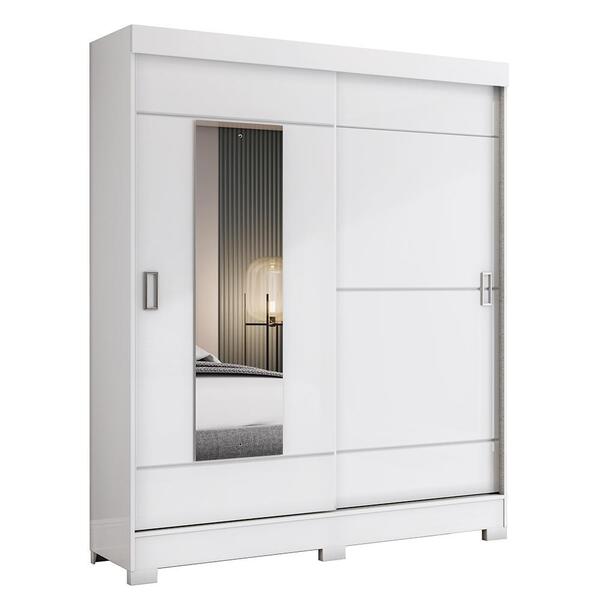 Guarda Roupa Solteiro B66 Com 2 Portas De Correr E Espelho -