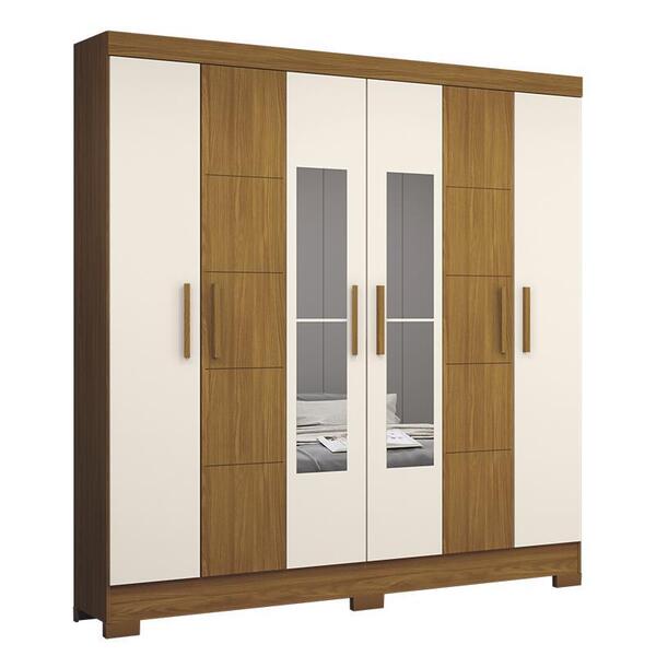 Guarda Roupa Solteiro B73 6 Portas E 2 Gavetas Com Espelho -