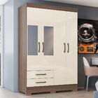 Guarda Roupa Solteiro Be12 Com 4 Portas 2 Gavetas E Espelho -