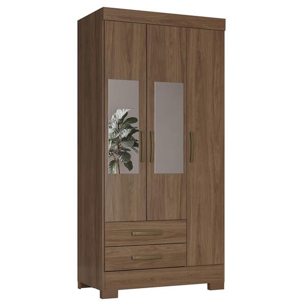 Guarda Roupa Solteiro Be16 3 Portas E 2 Gavetas Com Espelho -